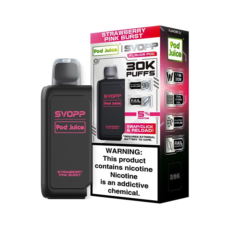 strawberry pink burst oxbar x pod juice svopp 30k pod