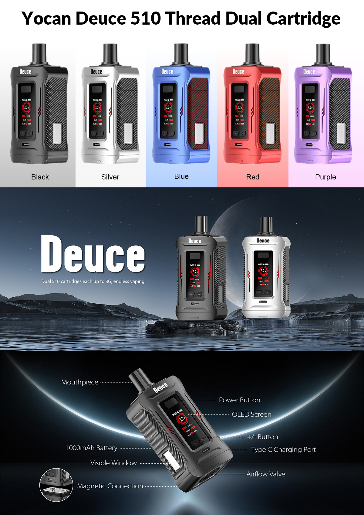 yocan deuce 510 thread battery for sale